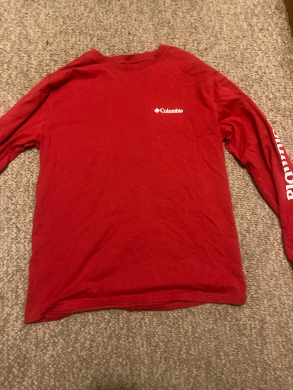 Columbia Long-Sleeve Crew Shirt in Red with Logo